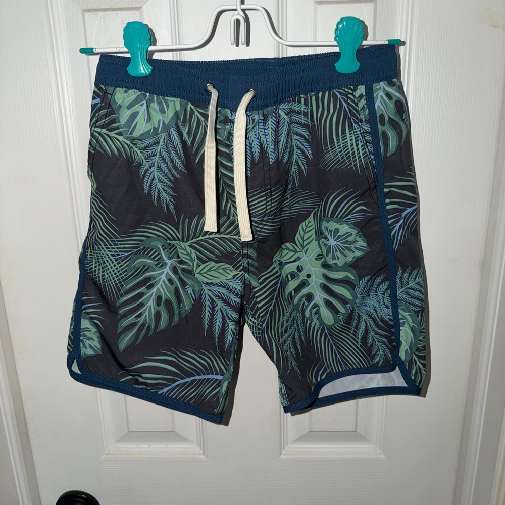 Fair Harbor Men's Tropical Leaf Swim Shorts - Dark Gray & Teal